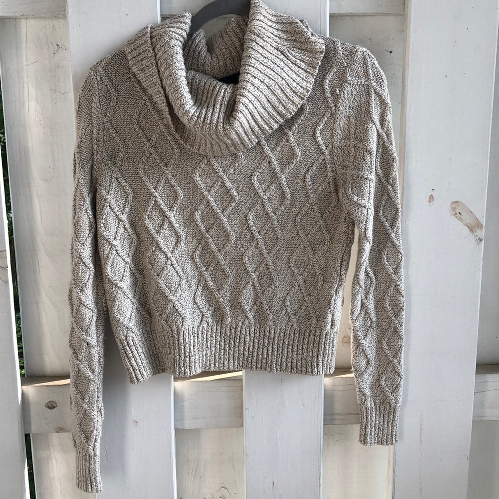 Cable Knit Cowl Neck Sweater
